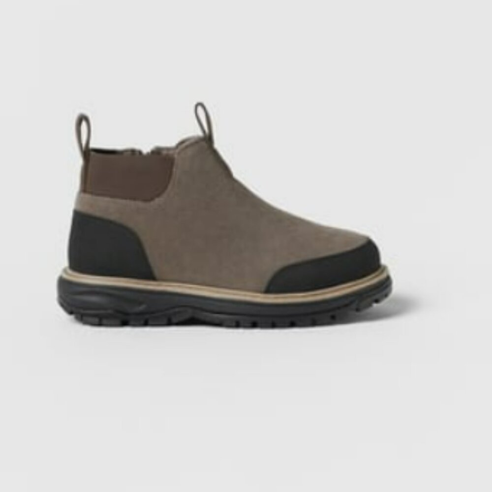 KIDS/ TOE CAP LEATHER ANKLE BOOTS